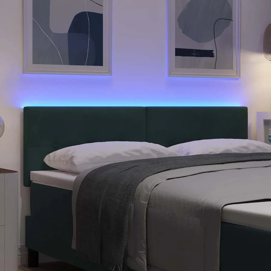 Tête de lit LED avec bandes LED Vert 144 cm Velours - 4