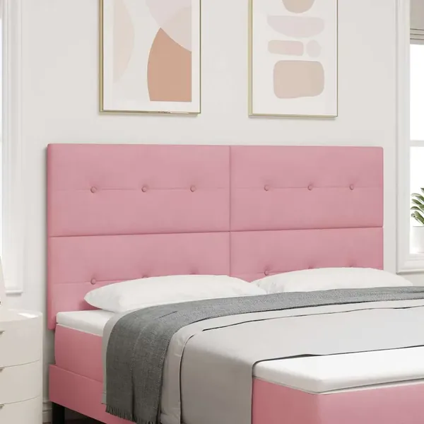 Tête de lit LED avec bandes LED Rose 180 cm Velours