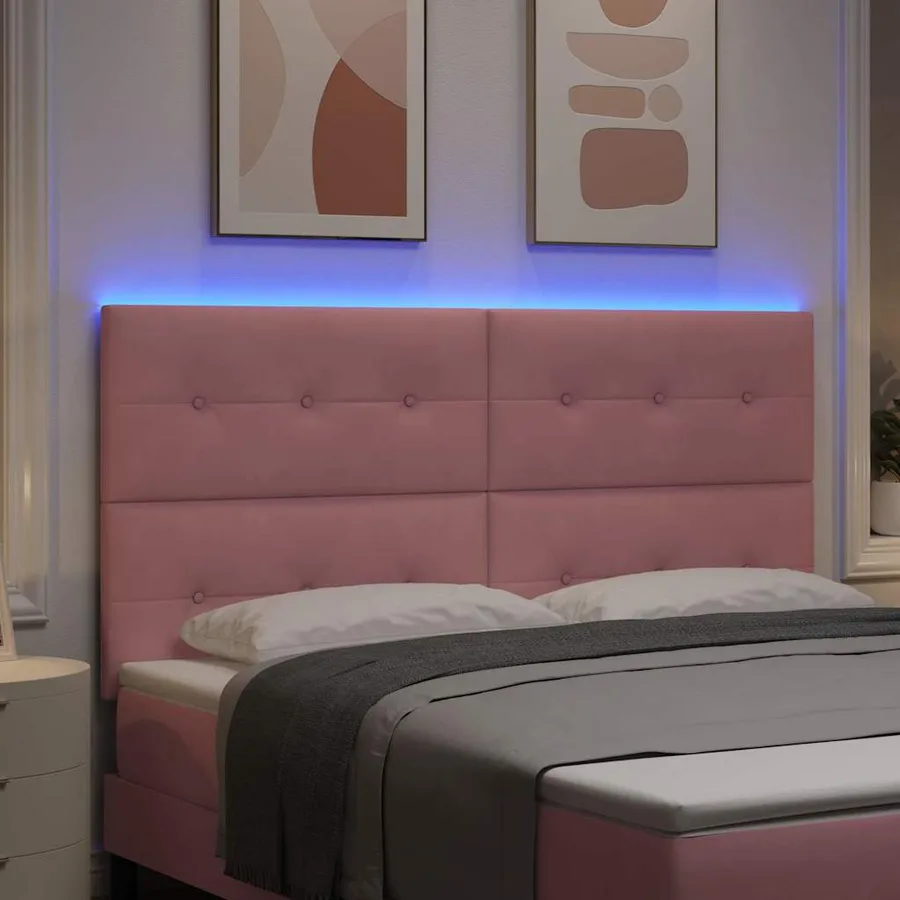 Tête de lit LED avec bandes LED Rose 180 cm Velours - 4