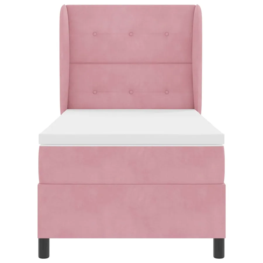 Lit à ressorts avec tête de lit Rose 190 x 90 cm Velours - 6