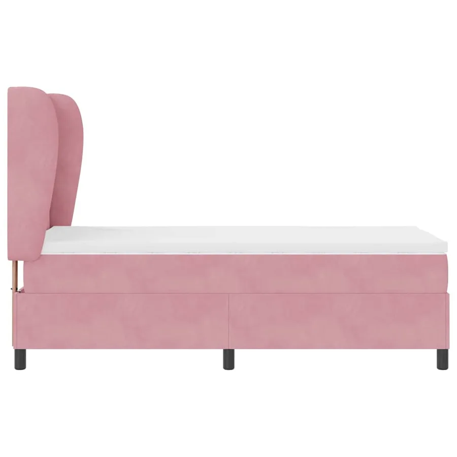 Lit à ressorts avec tête de lit Rose 190 x 90 cm Velours - 7