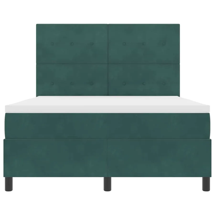 Lit à ressorts avec tête de lit Vert foncé 140 x 190 cm Velours - 7