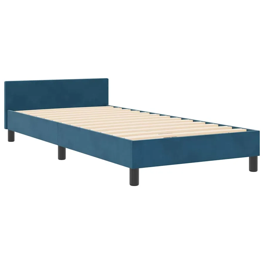Lit à ressorts avec tête de lit Bleu foncé 90 x 190 cm Velours - 4