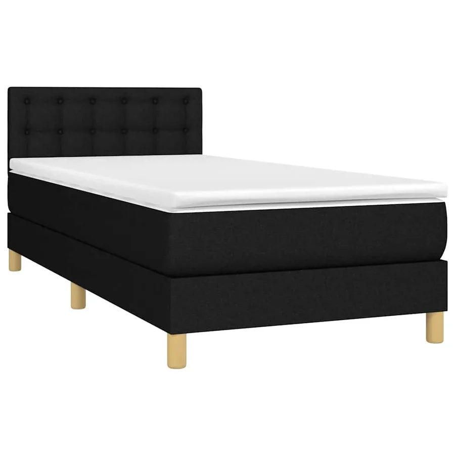 Sommier à lattes de lit avec matelas LED Noir 100x200 cm Tissu - 3