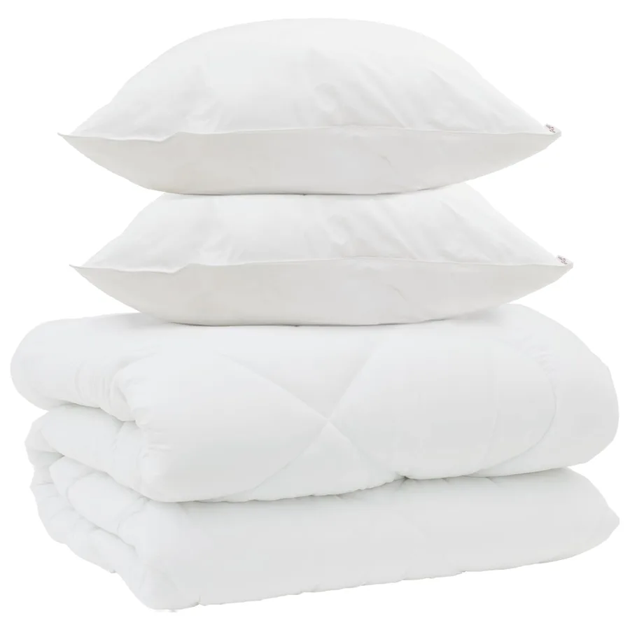 Duvet d'hiver avec oreiller 3 pcs Blanc Microfibre - 2