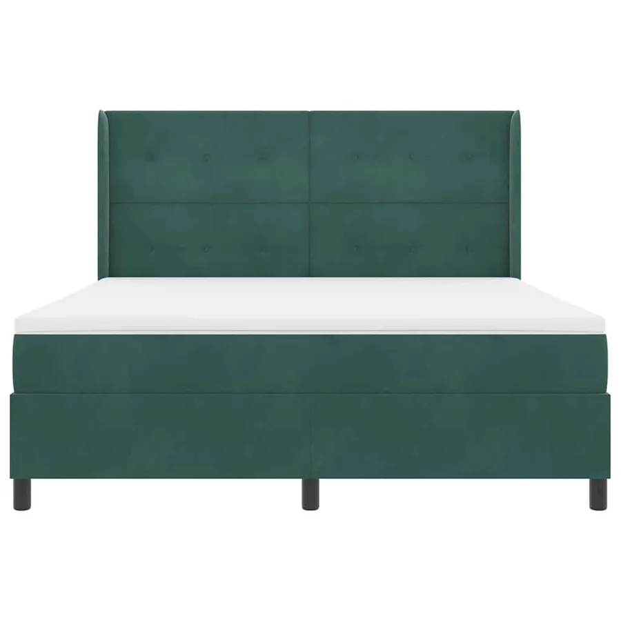 Lit à ressorts avec tête de lit Vert foncé 180 x 200 cm Velours - 7