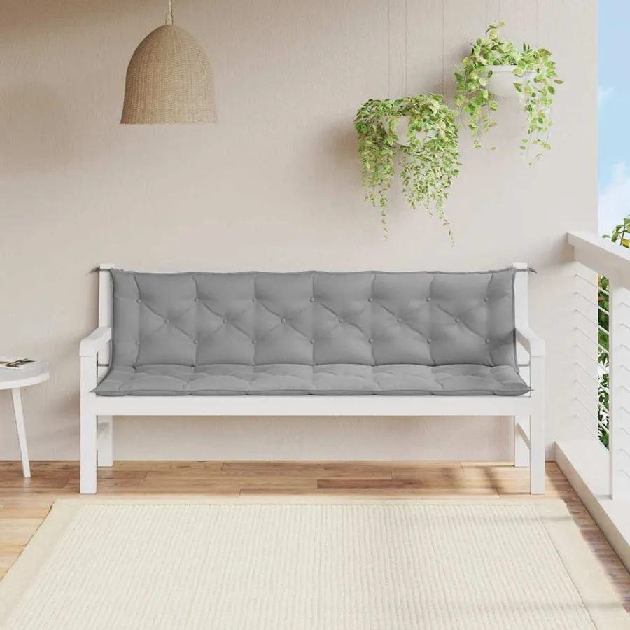 Coussin de banc de jardin gris 200x(50+50)x7 cm tissu oxford - 3