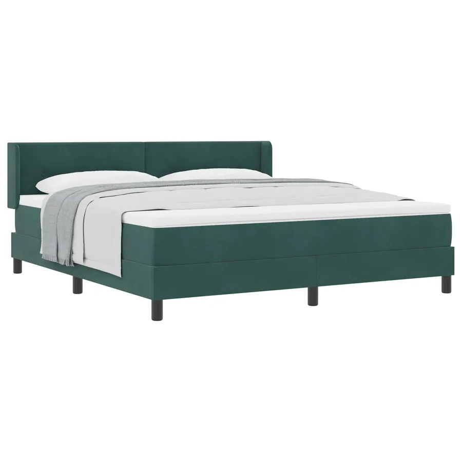 Lit à ressorts avec tête de lit Vert foncé 200 x 180 cm Velours - 2
