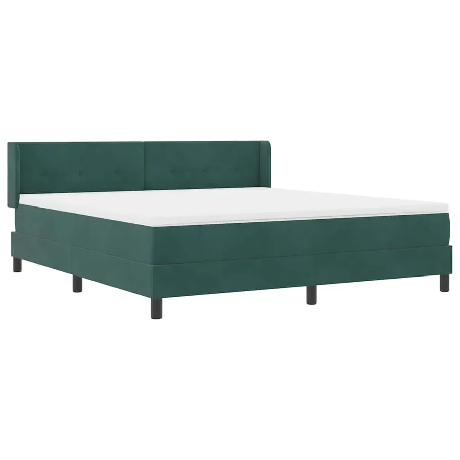Lit à ressorts avec tête de lit Vert foncé 200 x 180 cm Velours - 6