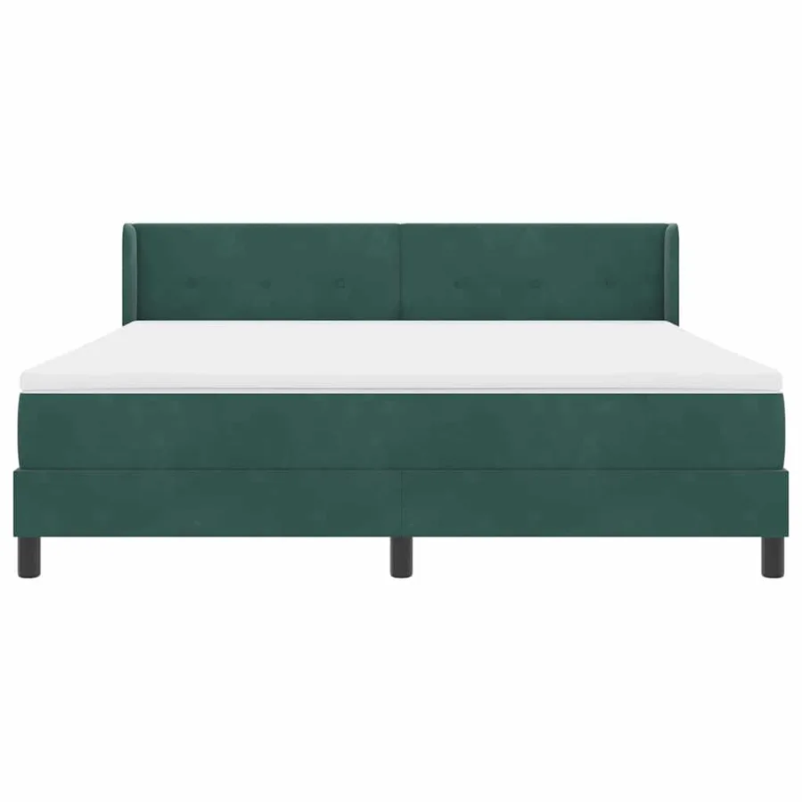Lit à ressorts avec tête de lit Vert foncé 200 x 180 cm Velours - 7