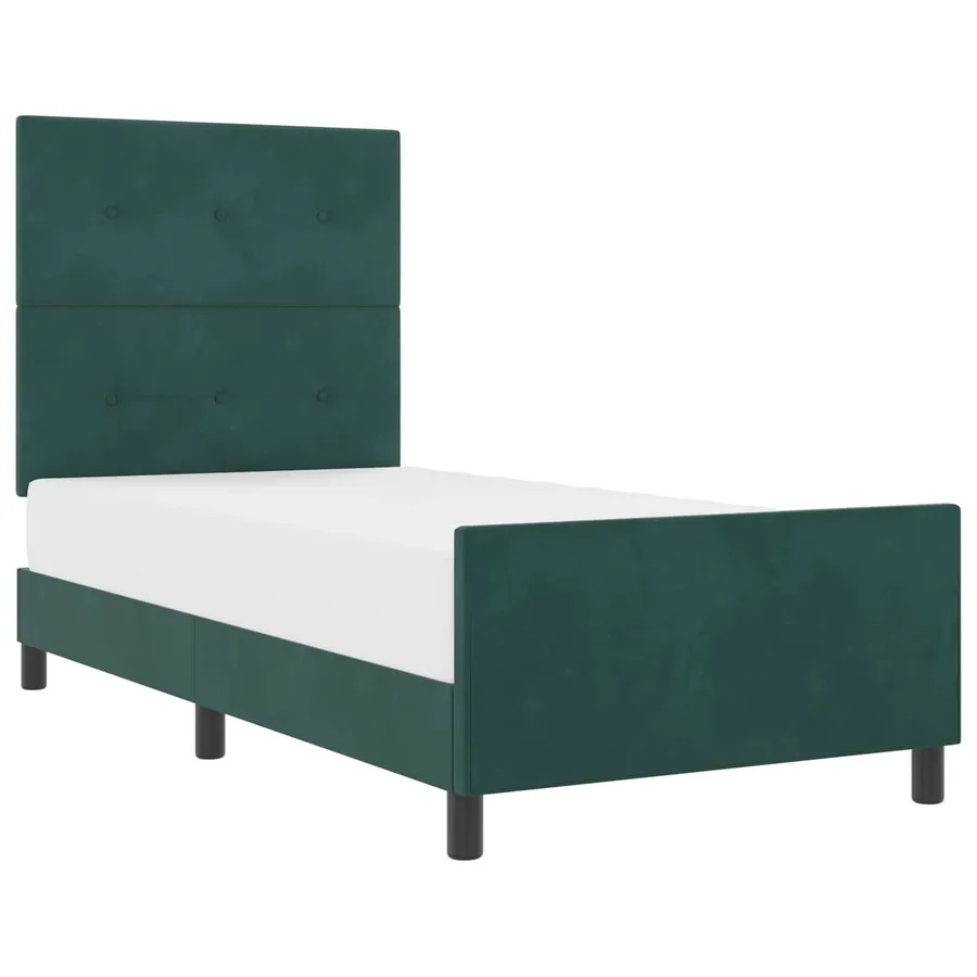 Lit à ressorts avec tête de lit Vert foncé 90 x 200 cm Velours - 2