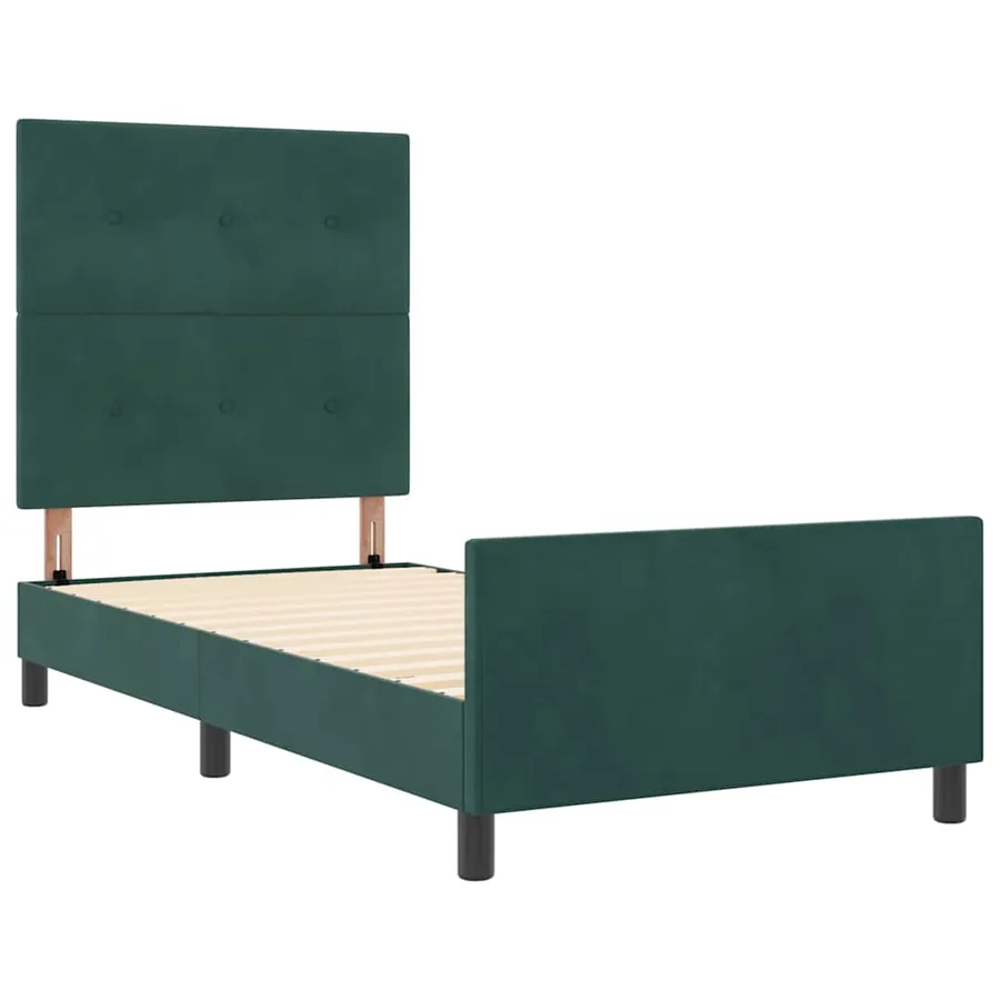Lit à ressorts avec tête de lit Vert foncé 90 x 200 cm Velours - 5
