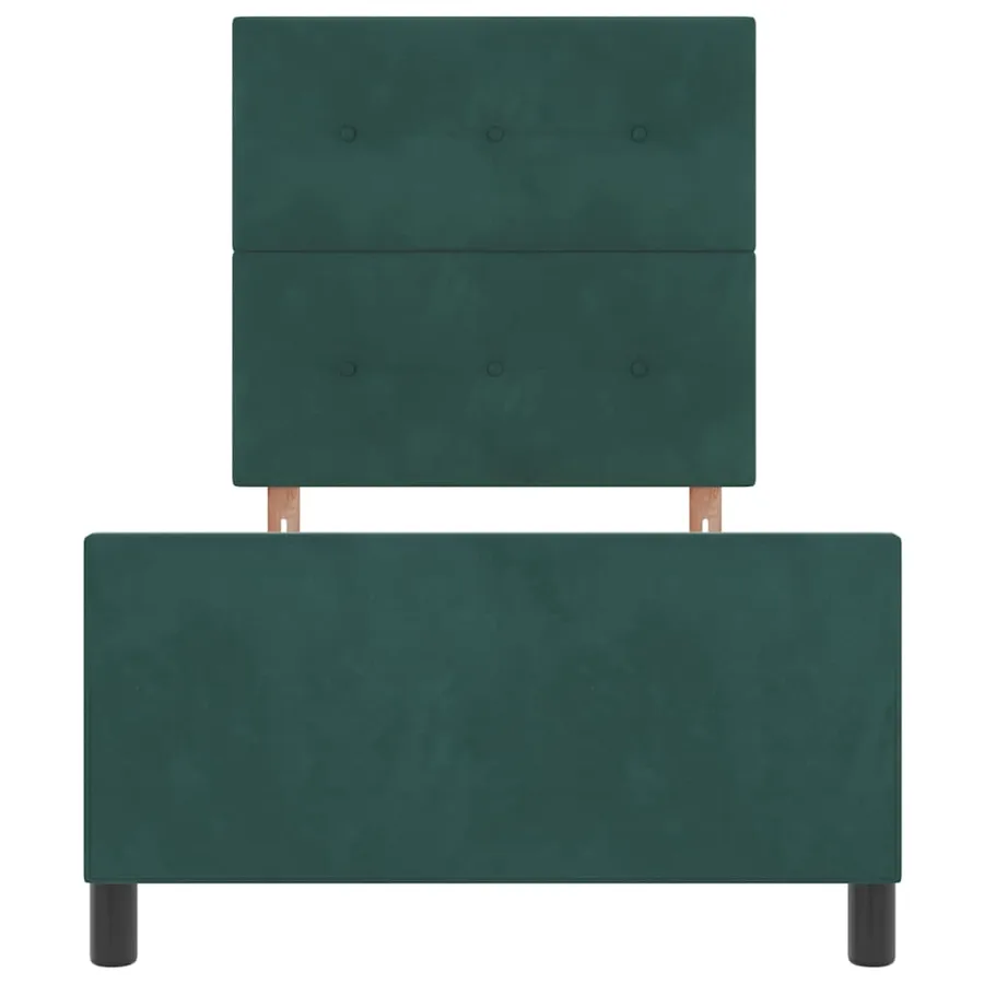 Lit à ressorts avec tête de lit Vert foncé 90 x 200 cm Velours - 7