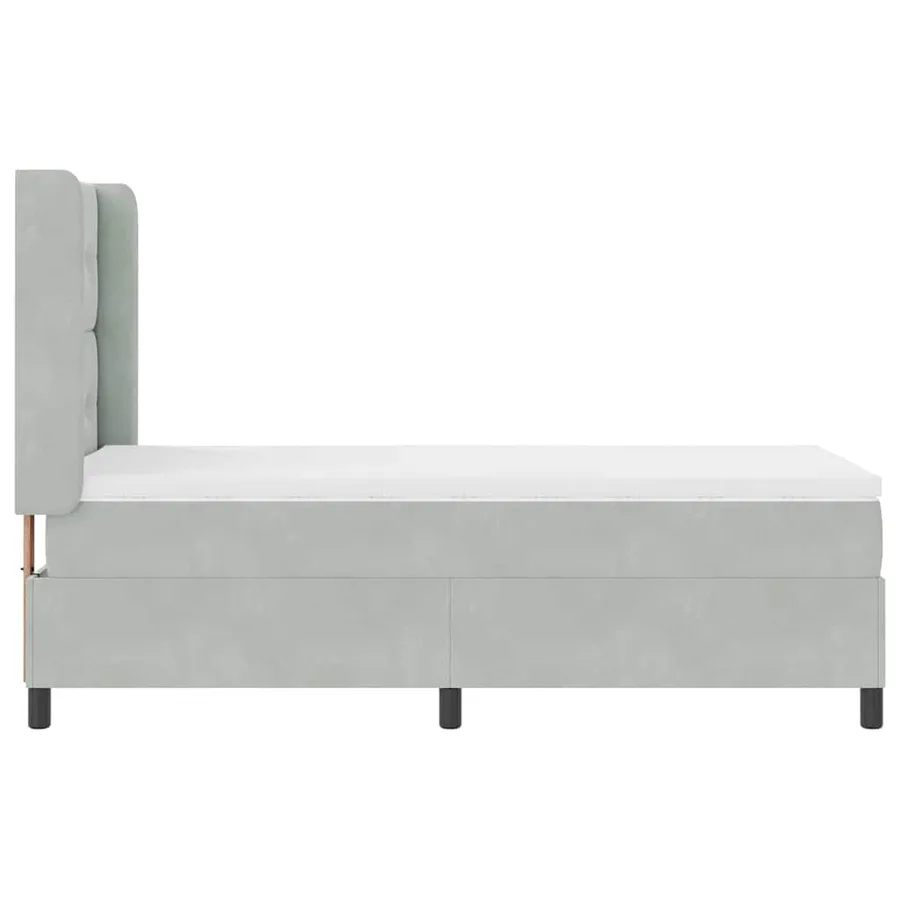 Lit à ressorts avec bandes LED Gris clair 90 x 190 cm Velours - 9