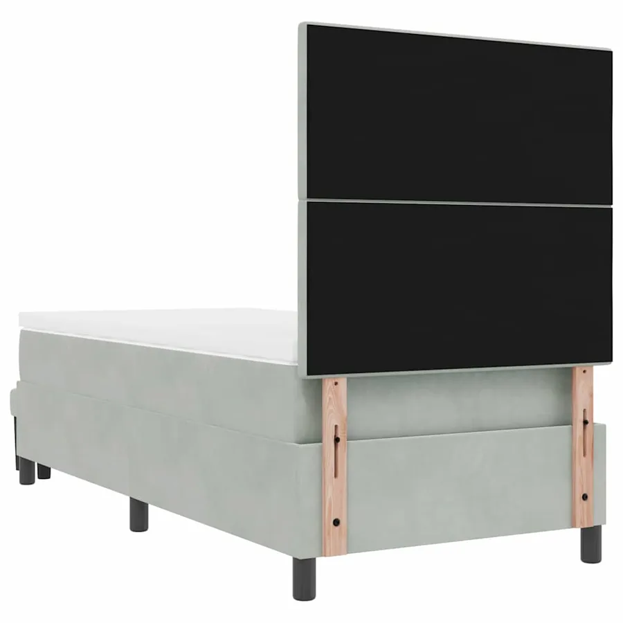 Lit à ressorts avec tête de lit Gris clair 190 x 90 cm Velours - 8