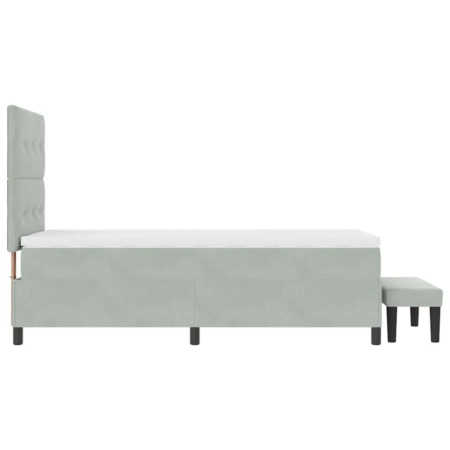 Lit à ressorts avec tête de lit Gris clair 190 x 90 cm Velours - 9