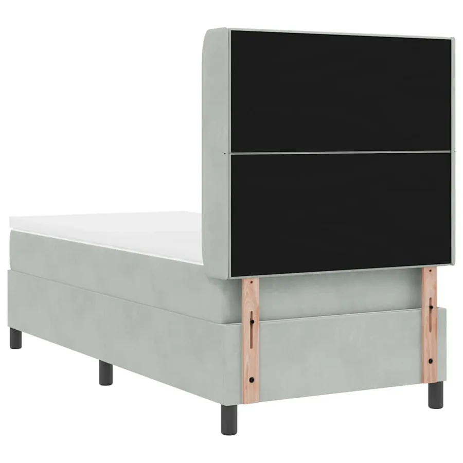 Lit à ressorts avec tête de lit Gris clair 90 x 190 cm Velours - 5