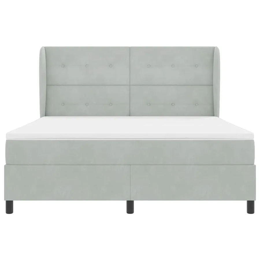 Lit à ressorts avec tête de lit Gris clair 200 x 180 cm Velours - 6