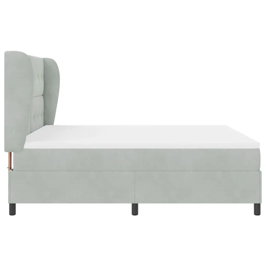 Lit à ressorts avec tête de lit Gris clair 200 x 180 cm Velours - 7