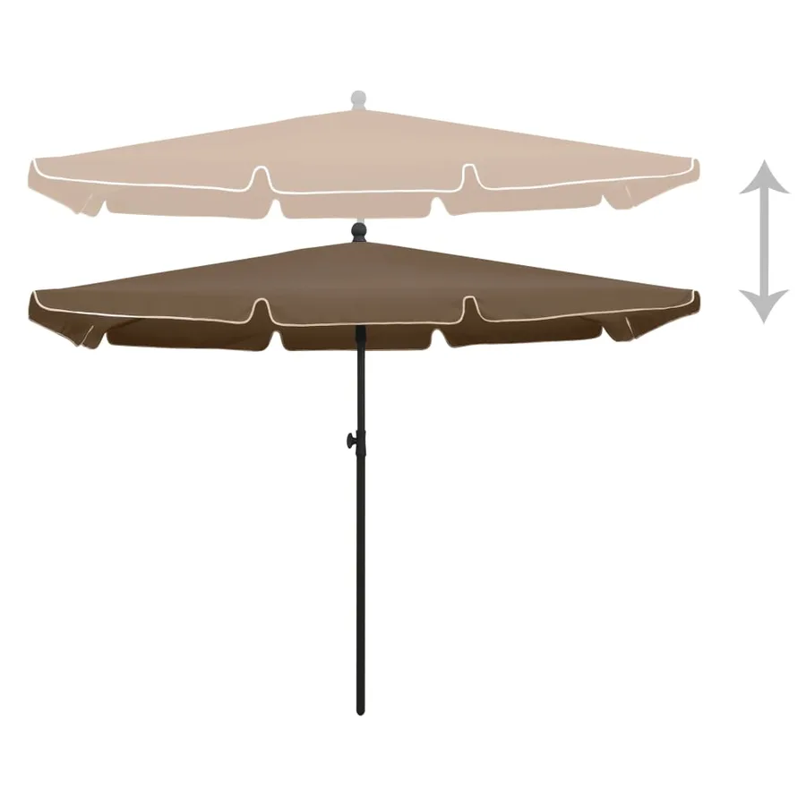 Parasol de jardin avec mât 210x140 cm Taupe - 3