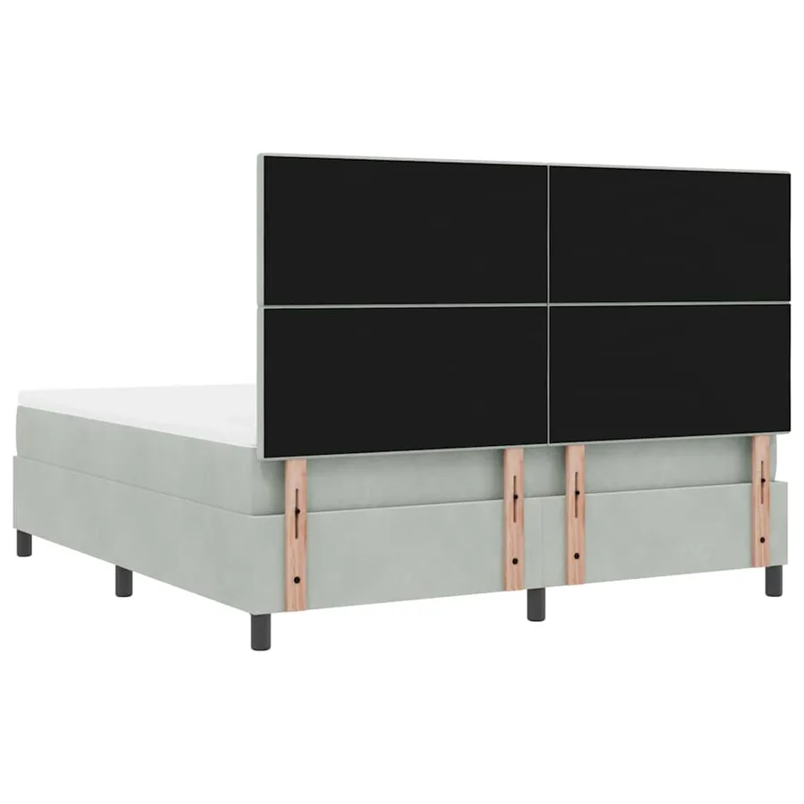Lit à ressort LED Gris clair 180 x 200 cm Velours - 10