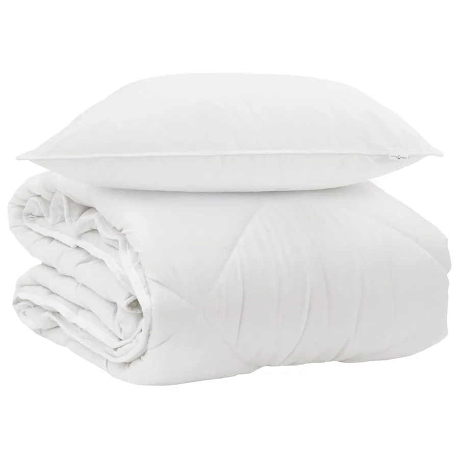 Duvet toutes saisons avec oreiller 2 pcs Blanc Microfibre - 2