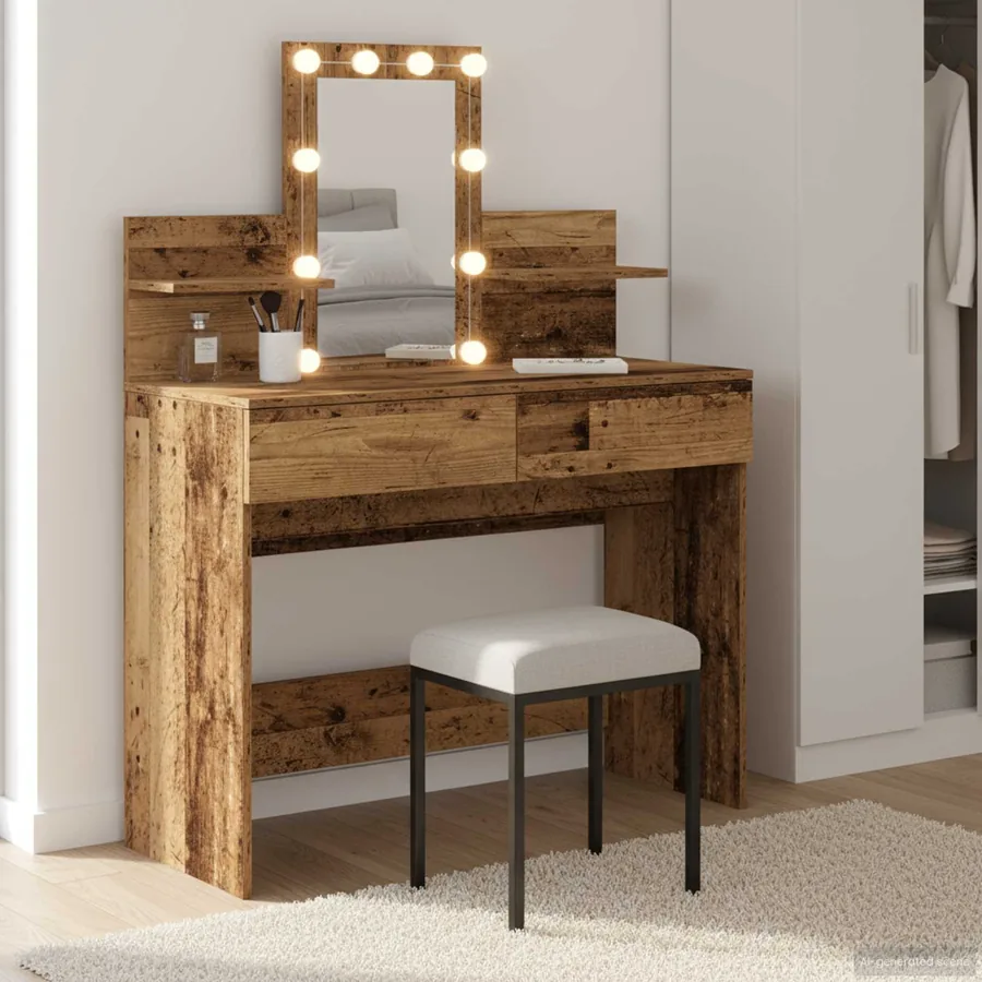 Table de Toilette avec tiroir Bois ancien 100 x 40 x 130 cm