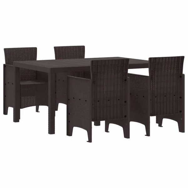 Ensemble de salle à manger pour jardin 5 pcs Marron Rattan Polt
