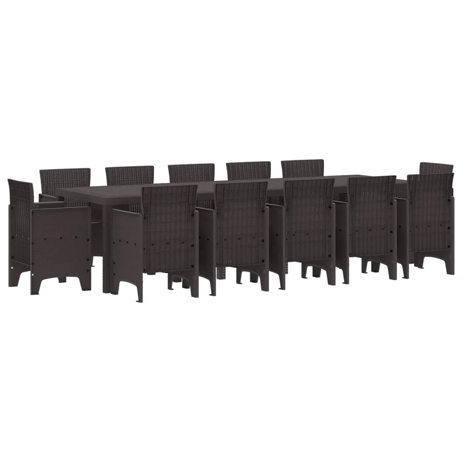 Ensemble de salle à manger pour jardin 13 pcs Marron Poly rotin