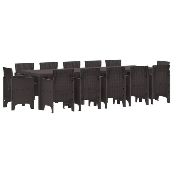 Ensemble de salle à manger pour jardin 13 pcs Marron Poly rotin