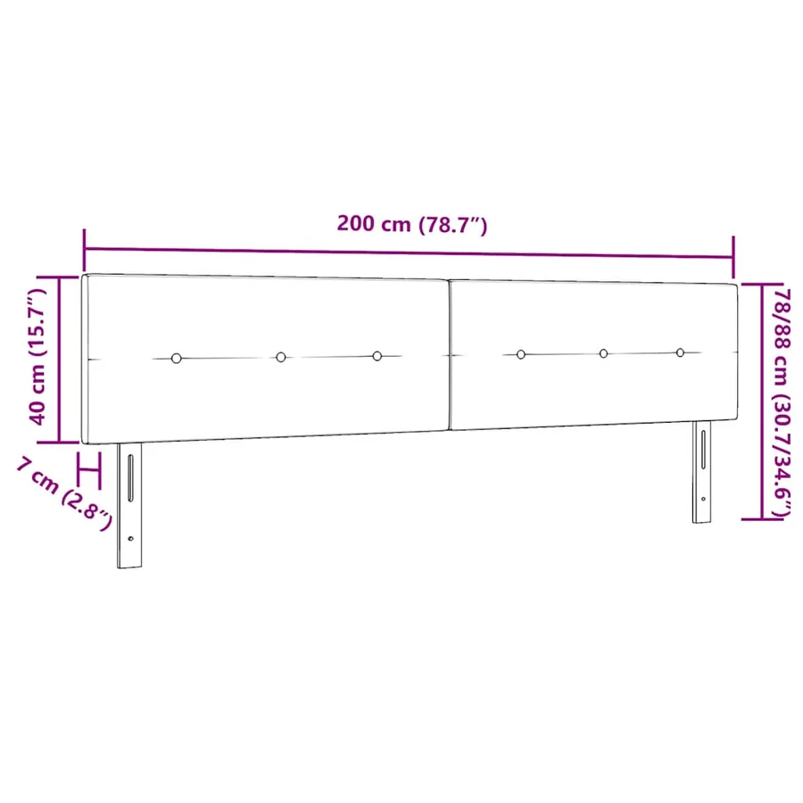 Tête de lit Rose 200 cm Velours - 9