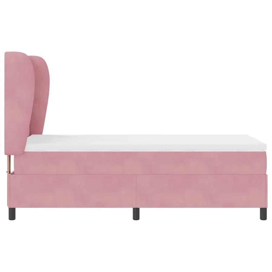 Lit à ressorts avec tête de lit Rose 200 x 100 cm Velours - 7