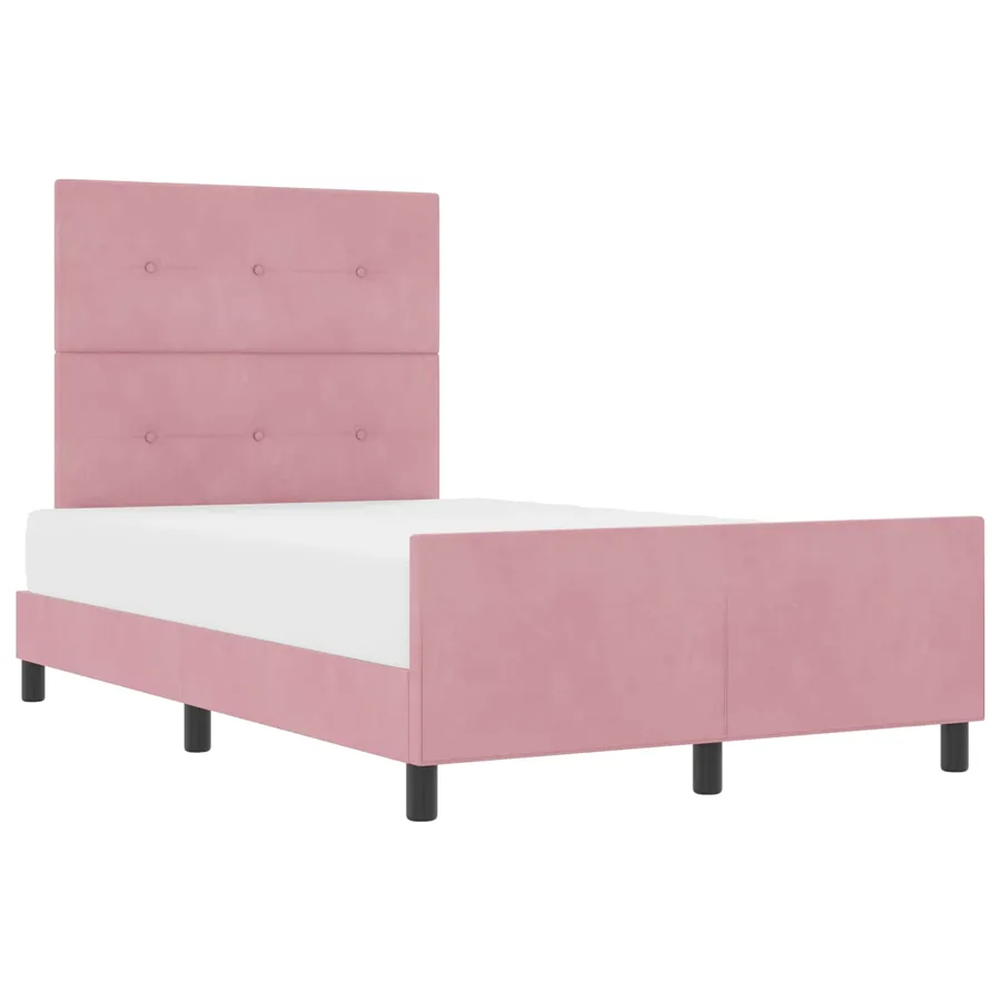 Lit à ressorts avec tête de lit Rose 120 x 190 cm Velours - 2
