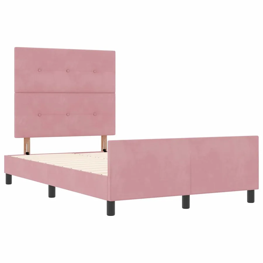 Lit à ressorts avec tête de lit Rose 120 x 190 cm Velours - 5