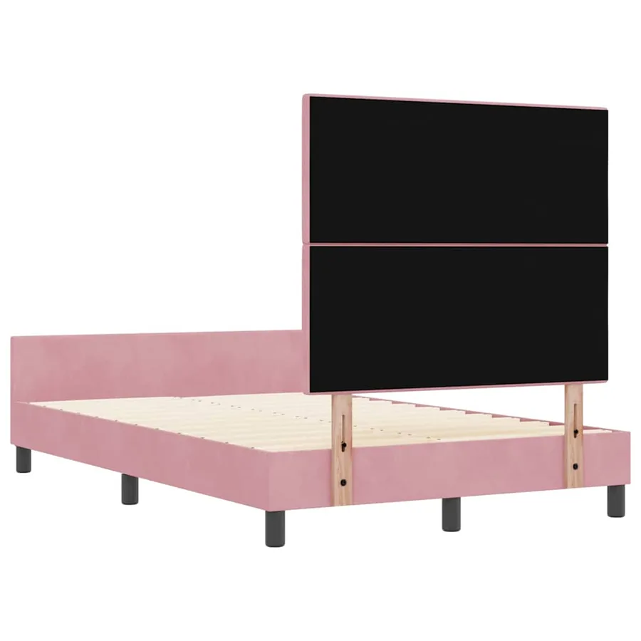 Lit à ressorts avec tête de lit Rose 120 x 190 cm Velours - 9