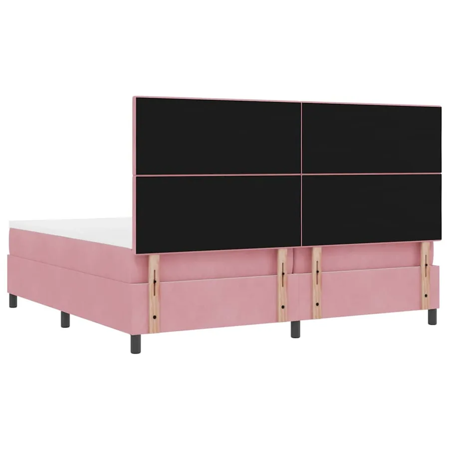 Lit à ressorts avec tête de lit Rose 200 x 200 cm Velours - 9