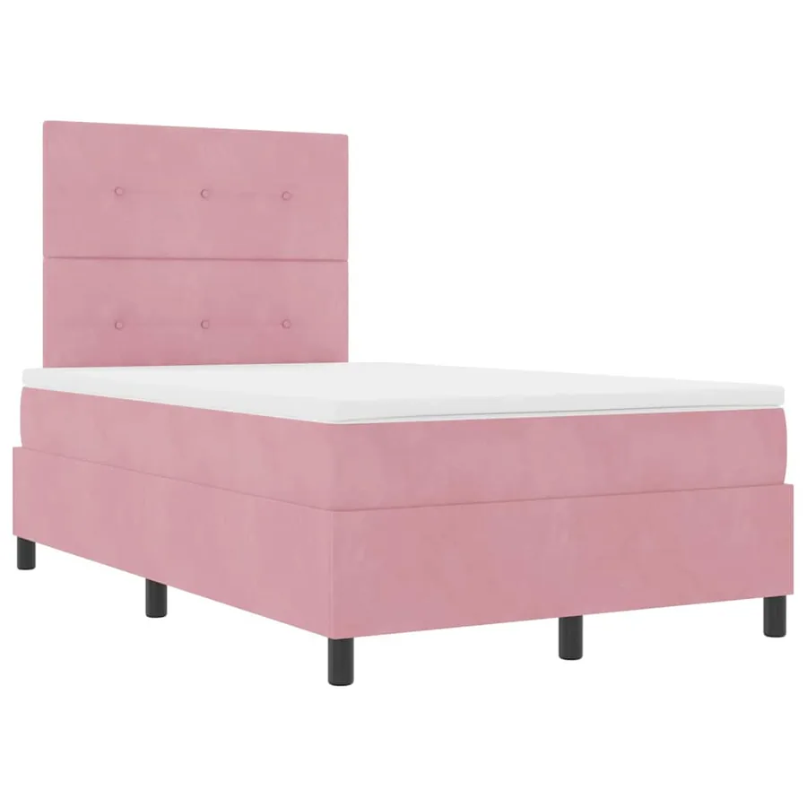 Lit à ressort LED avec tête de lit Rose 120 x 200 cm Velours - 2