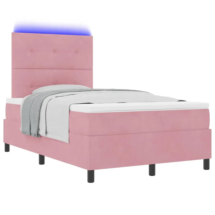 Lit à ressort LED avec tête de lit Rose 120 x 200 cm Velours - 3