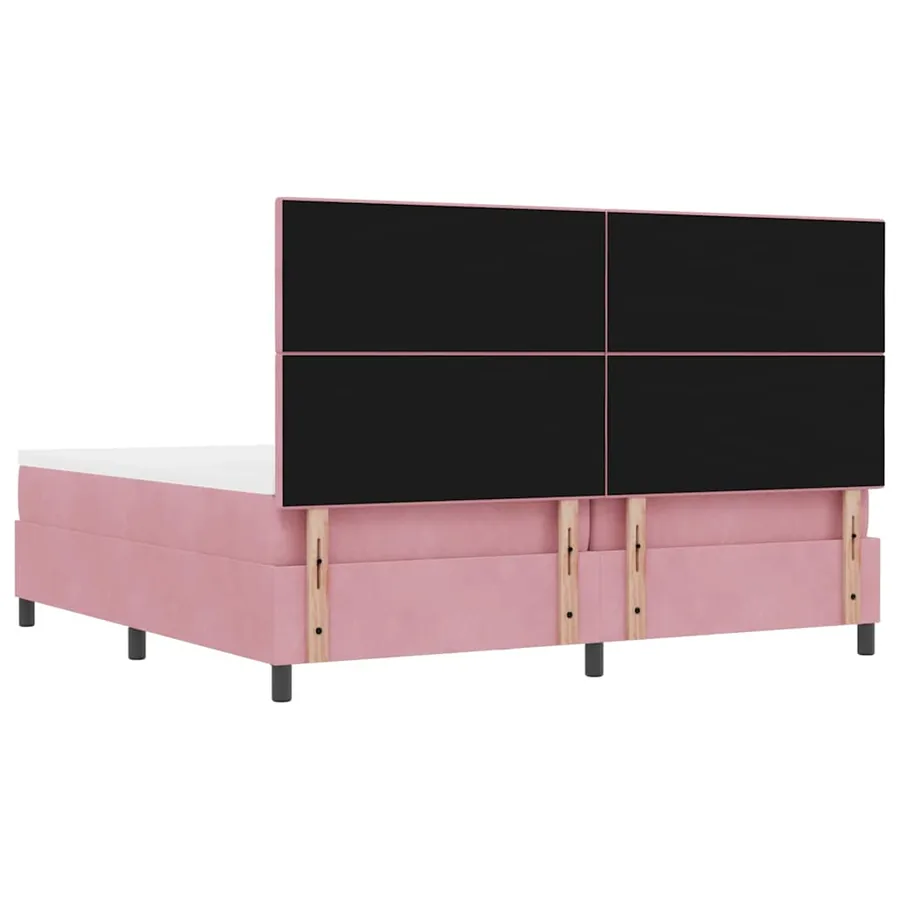 Lit à ressorts avec tête de lit Rose 200 x 200 cm Velours - 8