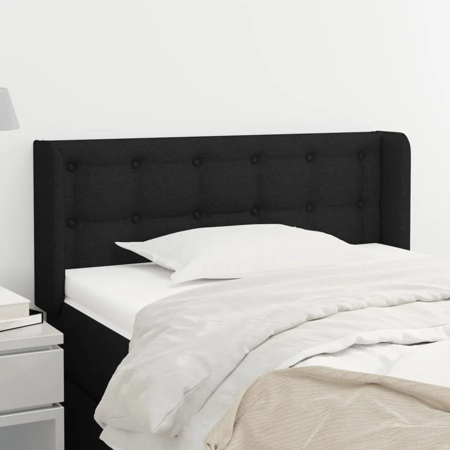 Tête de lit avec oreilles Noir 103x16x78/88 cm Tissu
