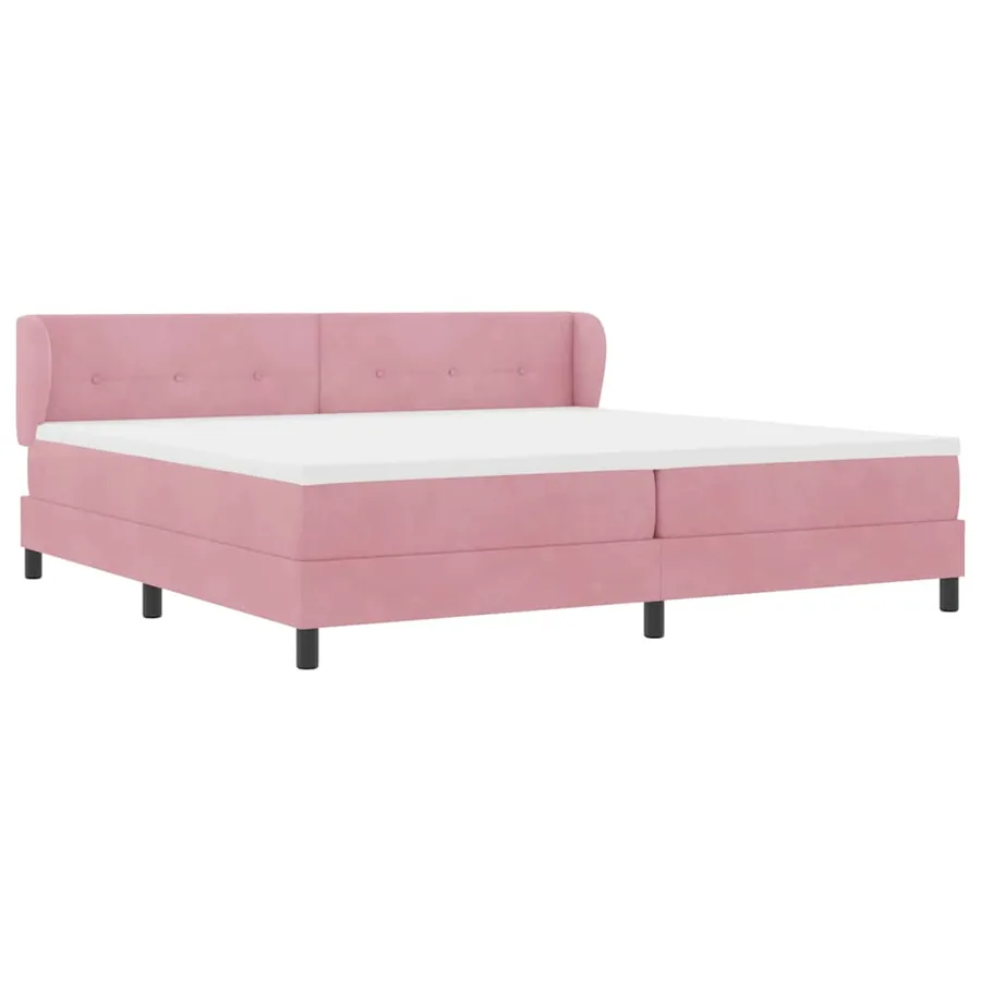 Lit à ressorts avec tête de lit Rose 200 x 200 cm Velours - 6