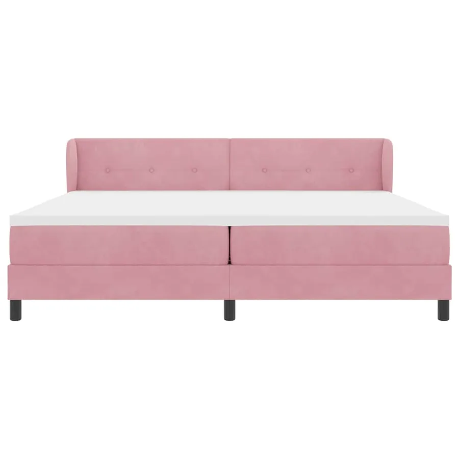 Lit à ressorts avec tête de lit Rose 200 x 200 cm Velours - 7