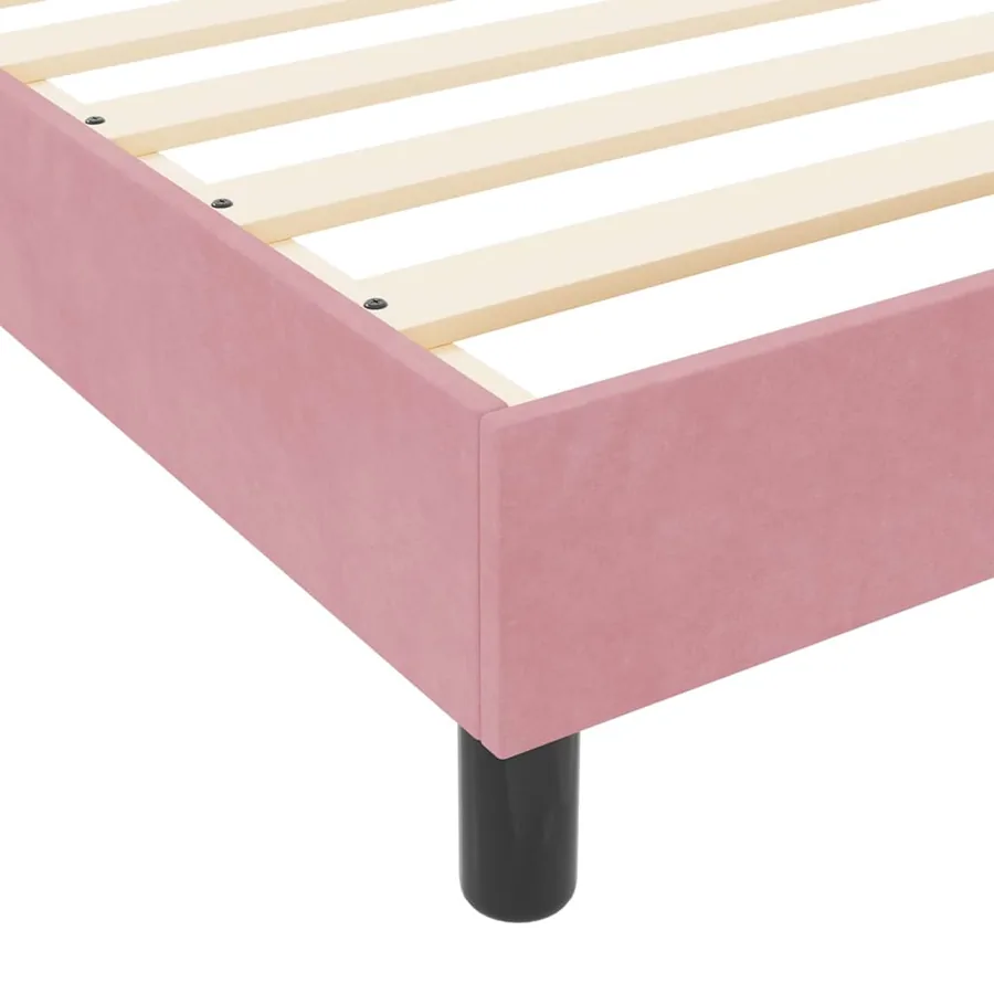 Lit à ressorts avec tête de lit Rose 100 x 200 cm Velours - 11