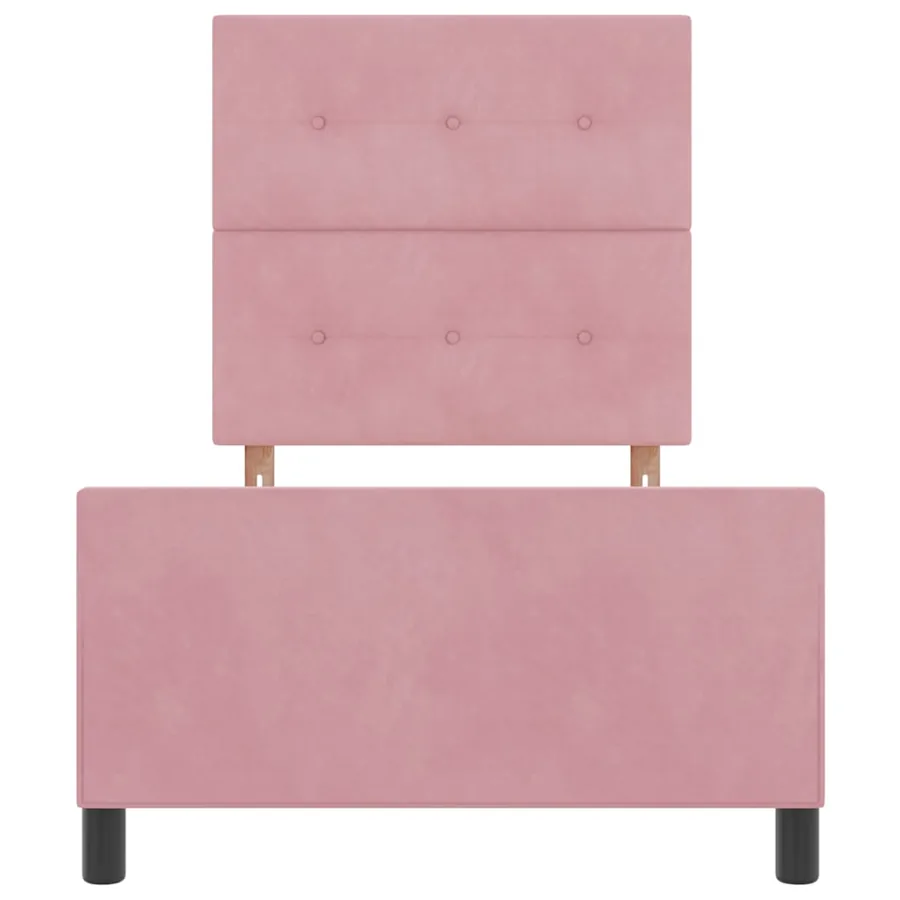 Lit à ressorts avec tête de lit Rose 100 x 200 cm Velours - 7