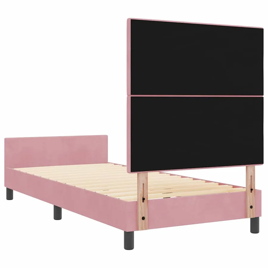 Lit à ressorts avec tête de lit Rose 100 x 200 cm Velours - 9