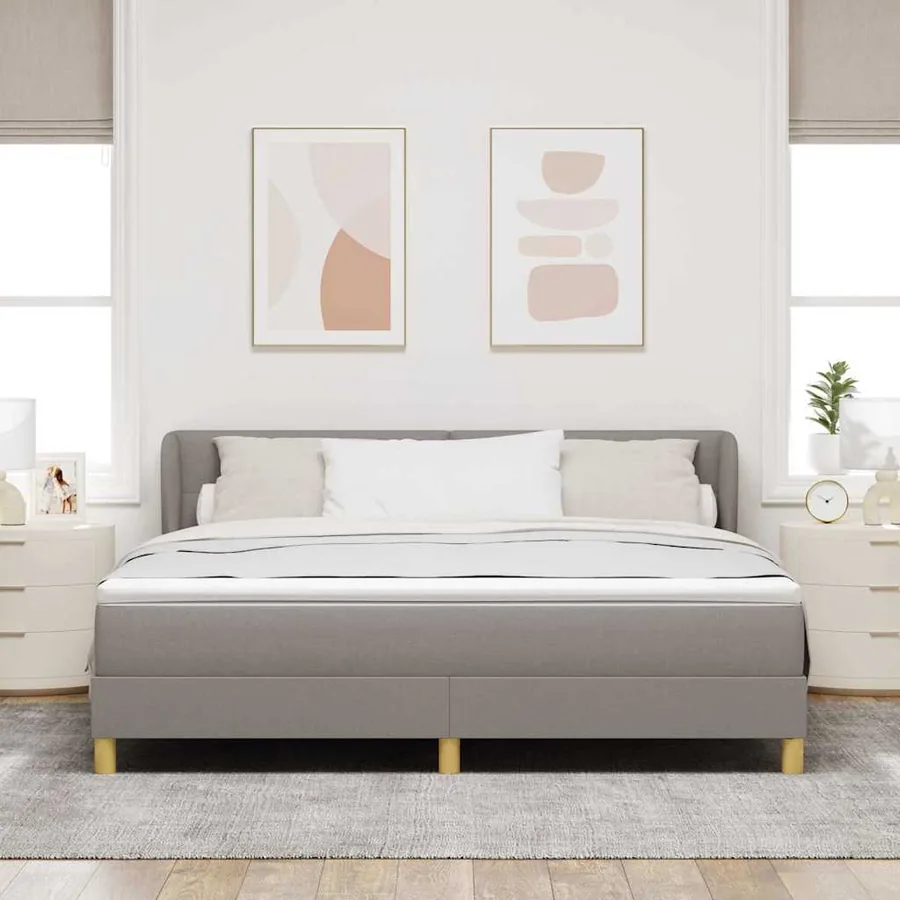 Lit à ressorts avec tête de lit Taupe 180 x 200 cm tissu - 3