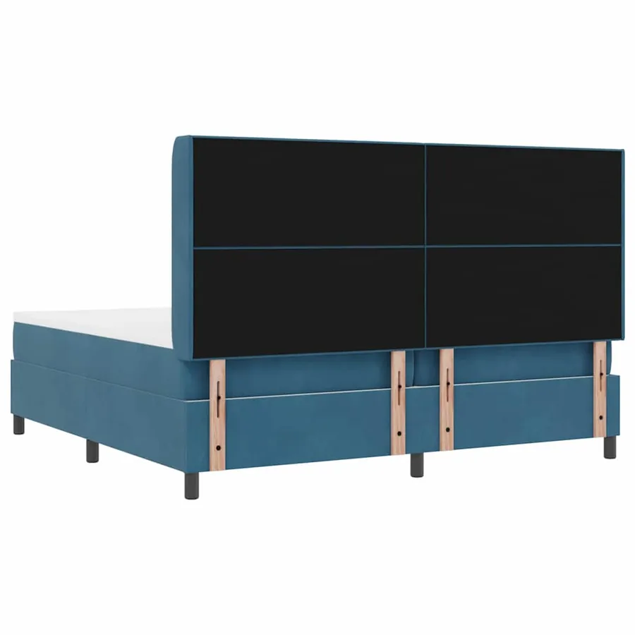 Lit à ressorts avec bandes LED Bleu 200 x 200 cm Velours - 10