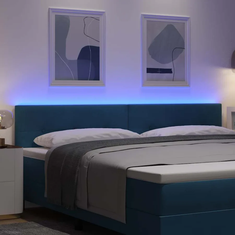Tête de lit LED avec bandes LED Bleu 200 cm Velours - 4
