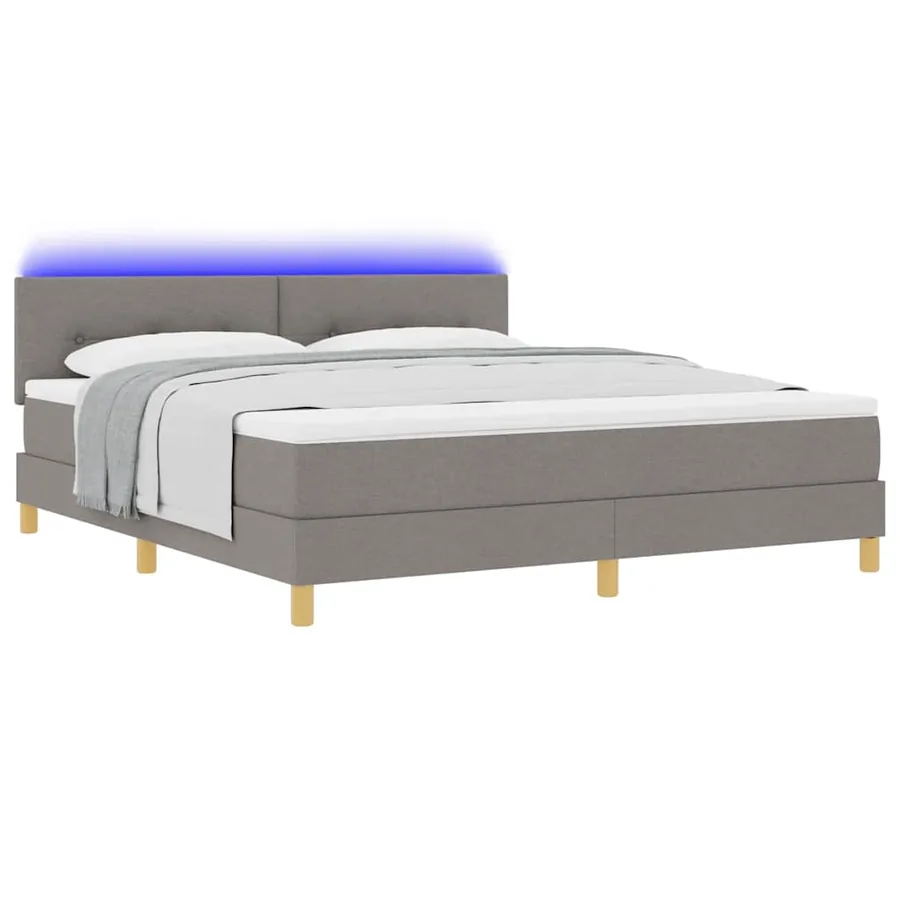 Lit à ressort LED avec bandes LED Taupe 180 x 200 cm tissu - 3