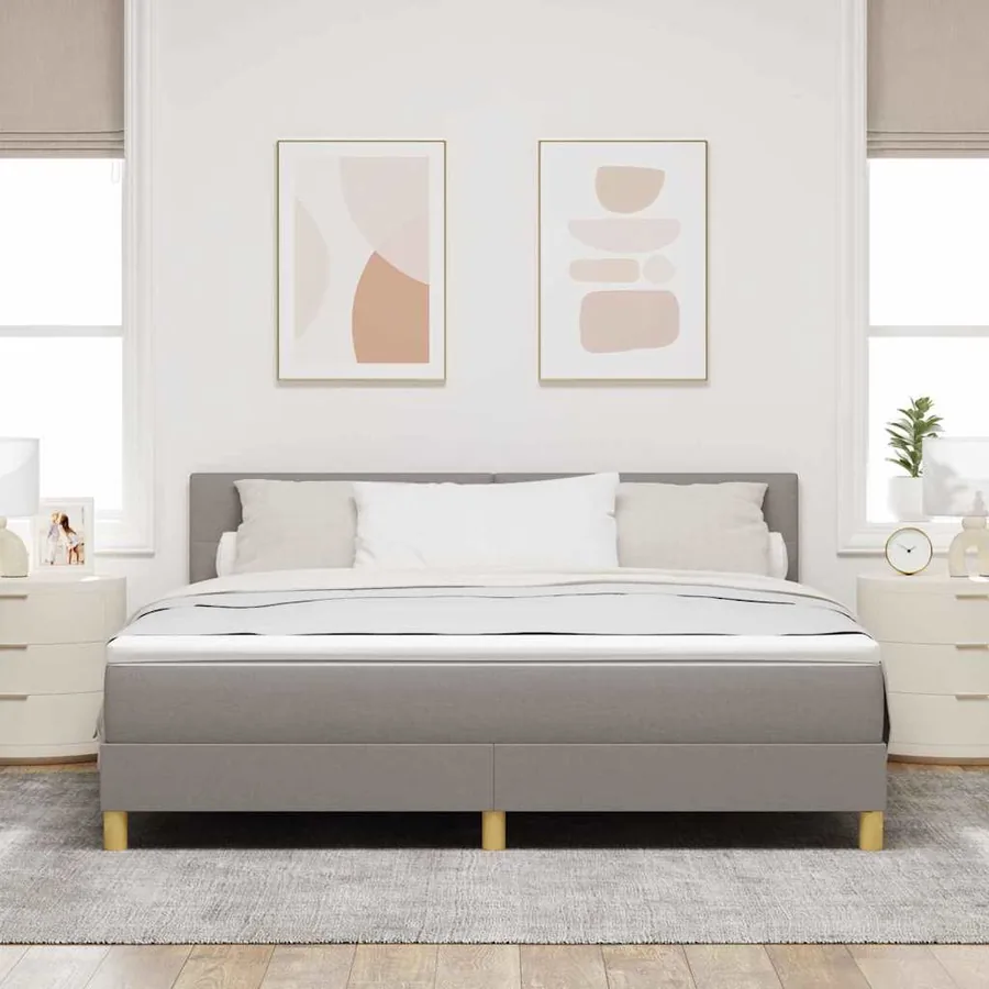 Lit à ressort LED avec bandes LED Taupe 180 x 200 cm tissu - 4